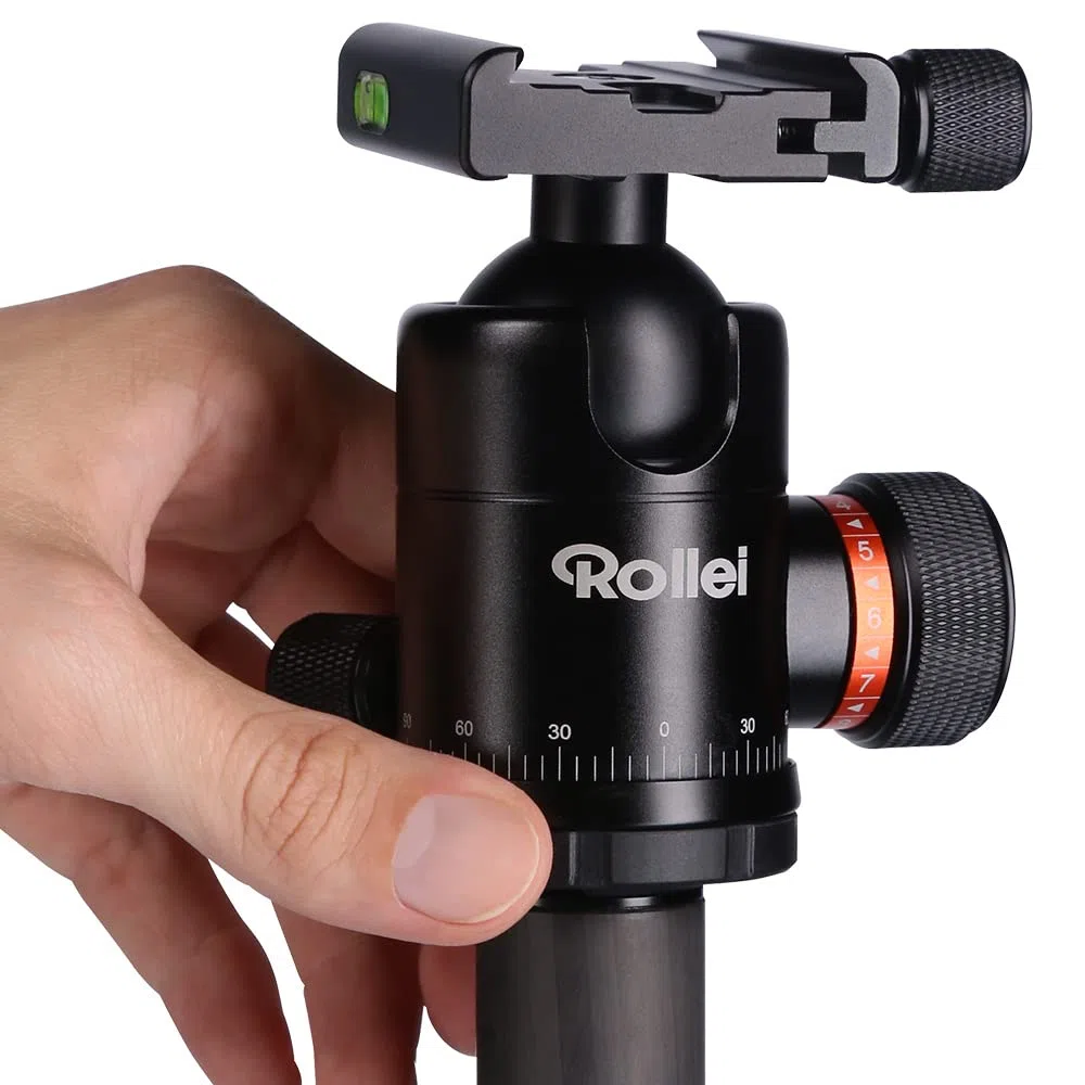 Rollei Stativ Kugelkopf für C6i Stativ, professioneller 360 Grad Stativkopf mit Friktion, 12 KG Tragkraft und 3 Wasserwaagen.Inkl. Acra Swiss Schnellwechselplatte