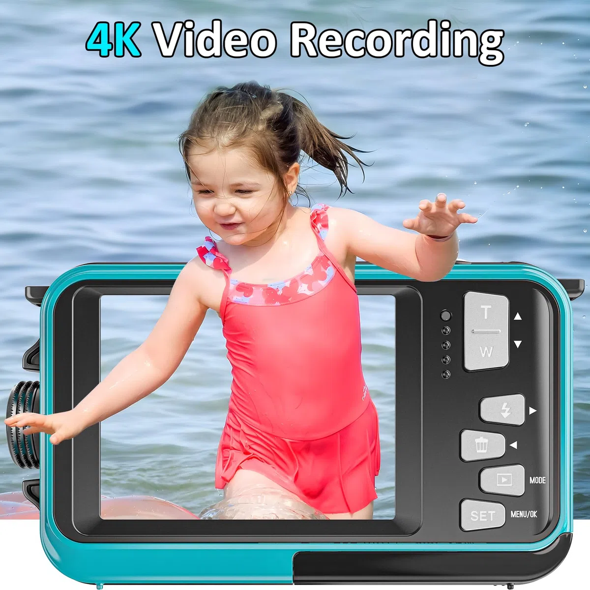 Unterwasserkamera 4K 48MP Autofokus Selfie Dual Screen wasserdichte Kamera