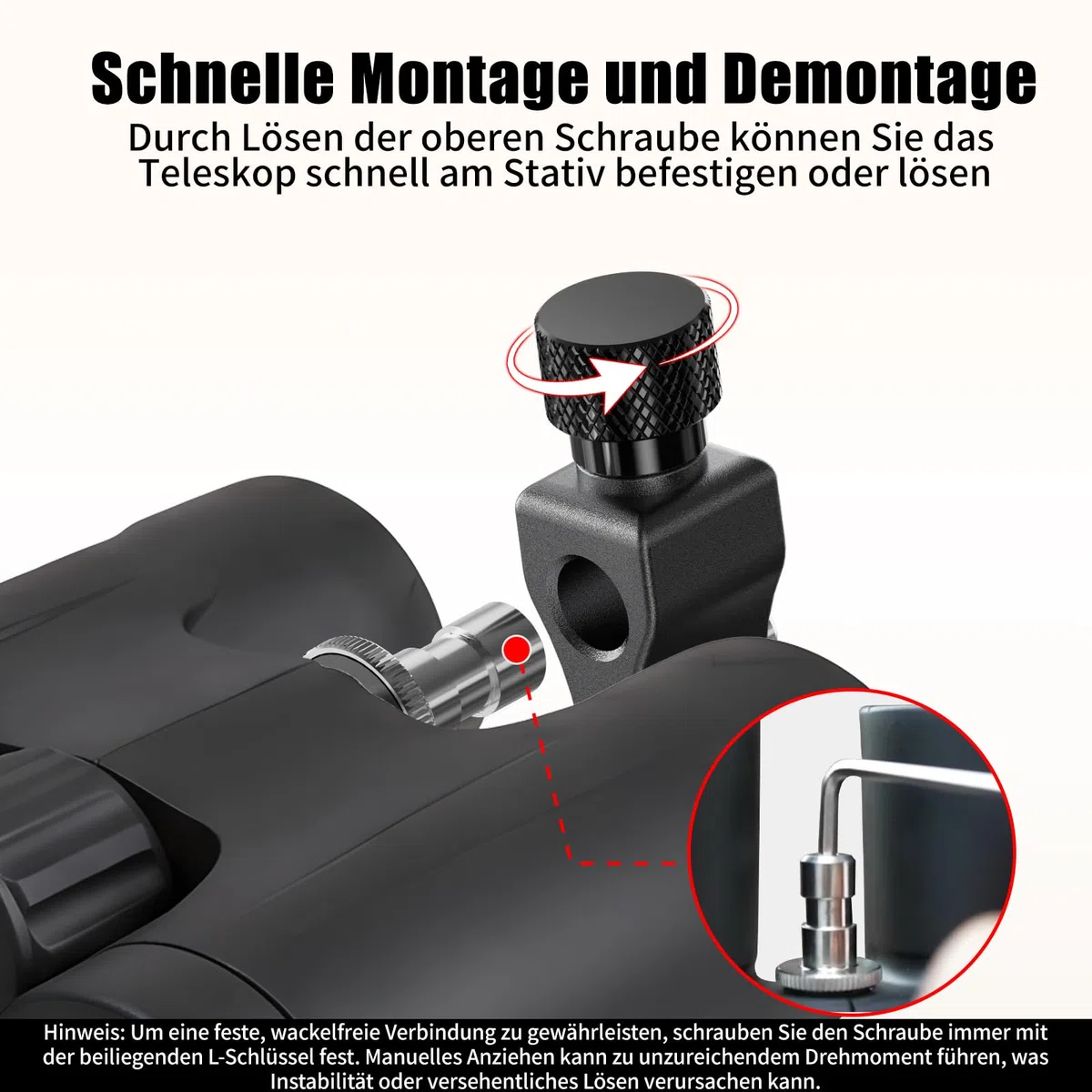 Fernglas Stativadapter mit Arca-Swiss-Platte und 1/4-20"&3/8-16" Gewinde, Kompatibilität mit Porro-Ferngläser und Arca Kugelköpfe, T6061 Aluminiumlegierung Universeller Stativadapter für Vogelbeobach
