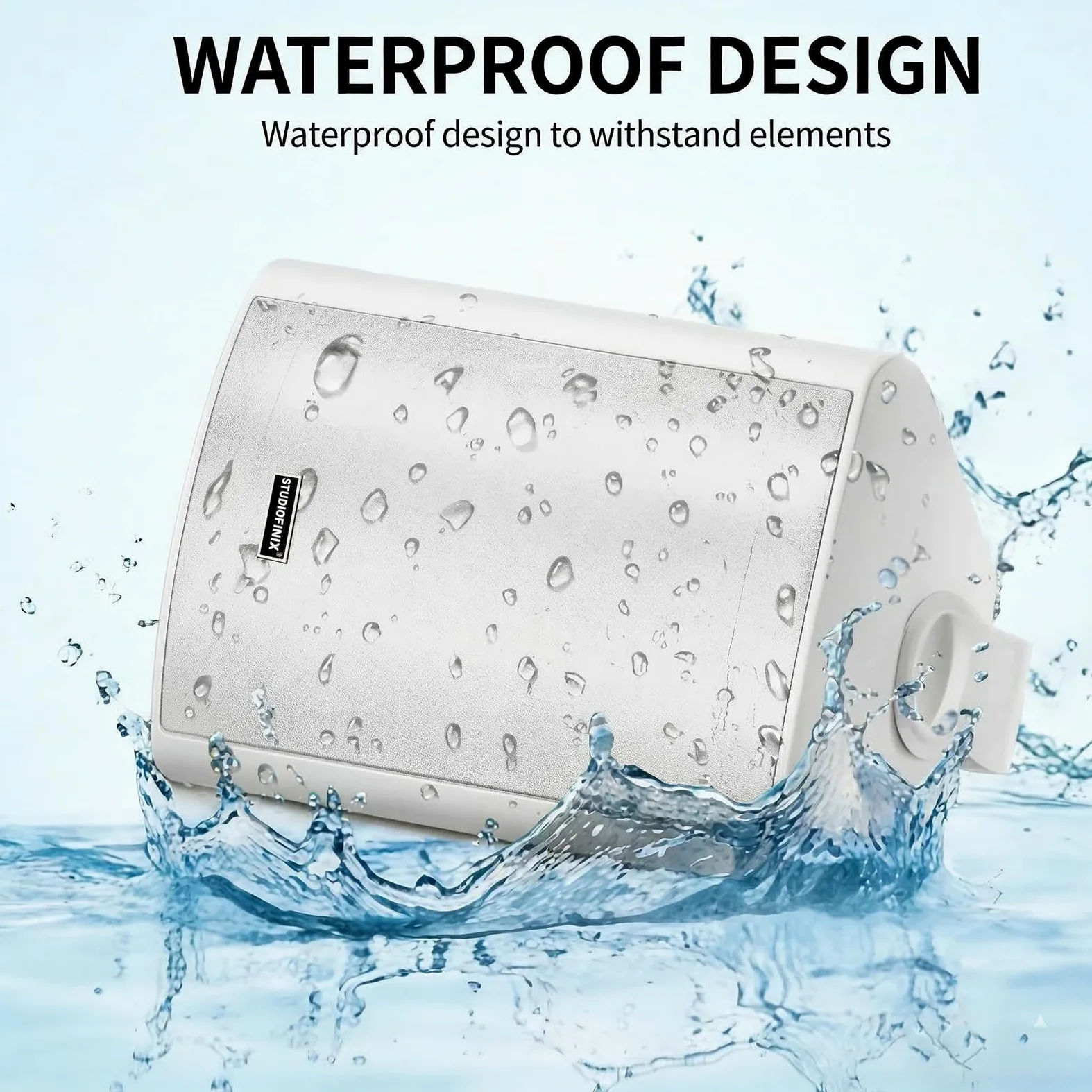 STUDIOFINIX 5,25-Zoll-Lautsprecher (300 W), wasserdicht, für den Innen- und Außenbereich, Bluetooth 5.1, Wandmontage, drahtlose Synchronisierung mehrerer Lautsprecher mit IR-Fernbedienung, für Terrass