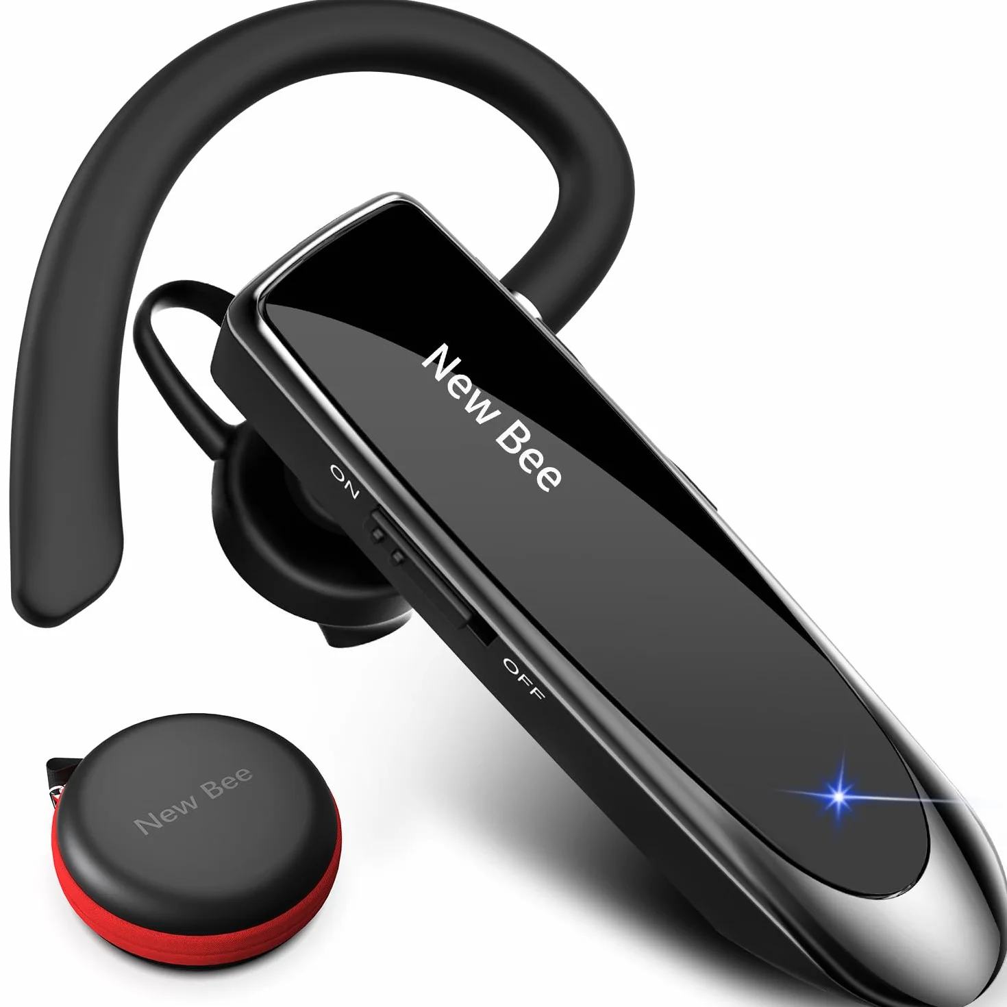 New Bee Bluetooth Headset Wireless Freisprech Telefon Bluetooth-Headset mit Mikrofon für iPhone Samsung Huawei mit 60 Tage Standby Schwarz