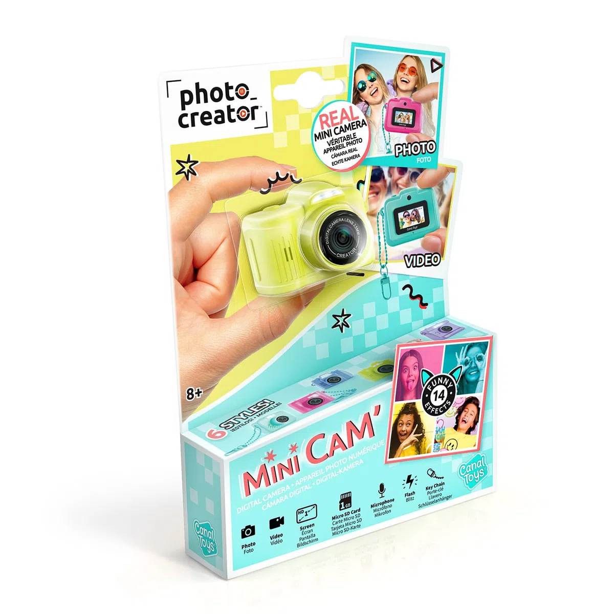 Canal Toys - Photo Creator - Mini-Digitalkamera & Videokamera für Kinder - 14 Filter - Blitz + Mikrofon - 6 Modelle - kompakt & leicht - 1GB Micro-SD & USB-C-Kabel - Reisegröße ab 8 Jahren - CLK 062