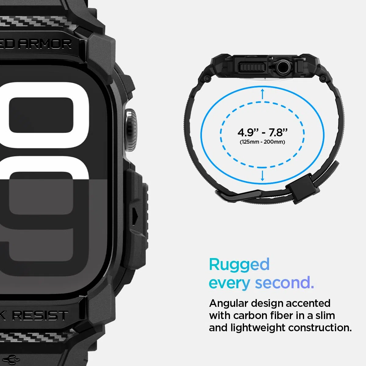 Spigen Rugged Armor Pro Hülle mit Armband Kompatibel mit Apple Watch 11/10 42mm (2025/2024)