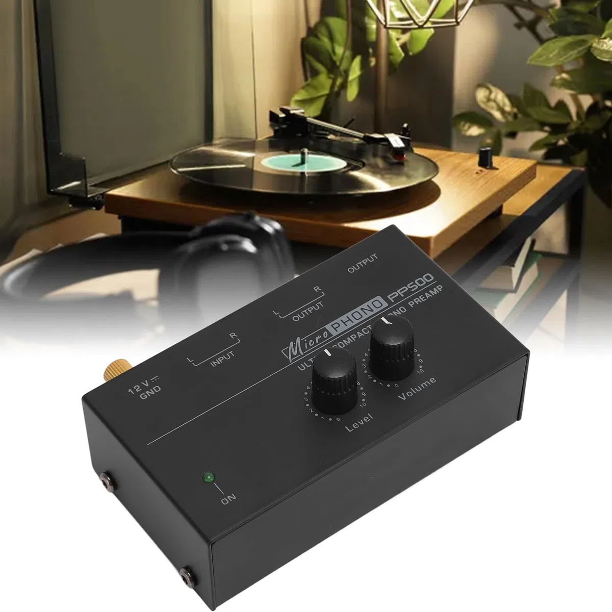 Phono Vorverstärker für Plattenspieler, RIAA entzerrter, Rauscharmer A/D Wandler mit Beweglichem Magnet, Mehrere Anschlussmöglichkeiten (EU-Stecker)