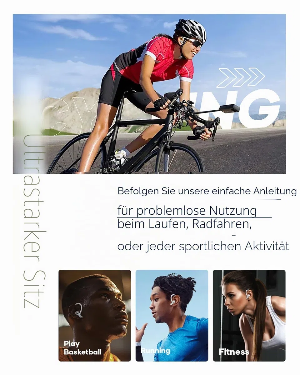 Gcioii Memory Titanium-Legierung Ohrhaken für AirPods Pro 3, AirPods Pro 2, AirPods Pro & AirPods 3 [mit Anti-Verlust-Band], Anti-Rutsch Sportzubehör Ohrhaken, Bequeme Passform (Weiß)