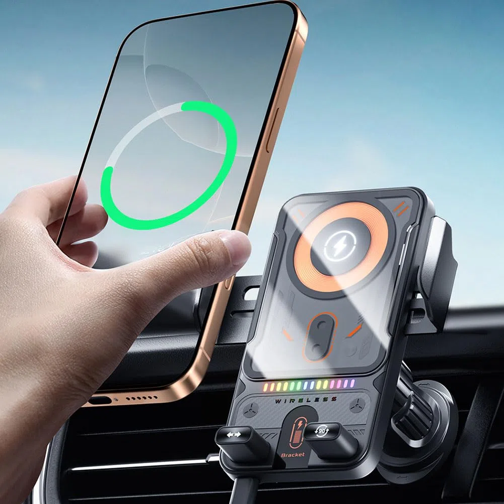 15W Fast Wireless Car Charger & Phone Holder, Handyhalterung Auto mit Ladefunktion, Induktive Ladestation Auto, Air Outlet Installation für iPhone für Samsung für Huawei für LG usw(Black)