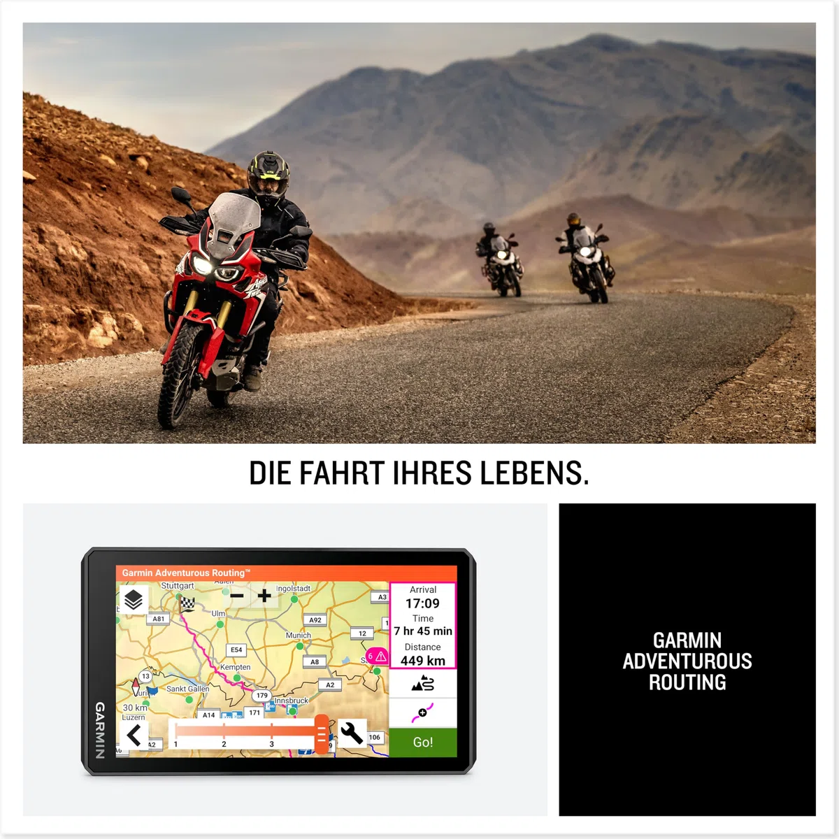 Garmin zūmo XT2 – wasserdichtes Motorrad-Navi für On- & Offroad mit ultrahellem 6“ HD-Touchdisplay und vorinstallierter EU-Karte, mit Adventurous Routing, Satellitenbildern, Schwarz