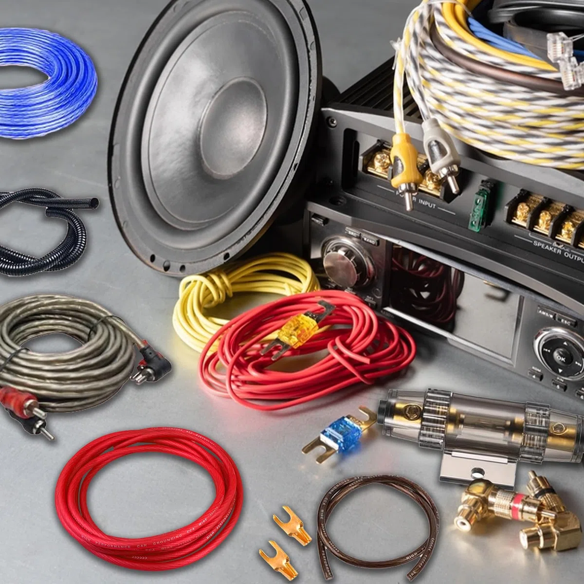Subwoofer Kabel Set: 4GA Auto Verstärker Kabelsatz, 5 Meter Endstufe Kabel Set, Installations-Set Verstärker Auto, Car Audio Wire