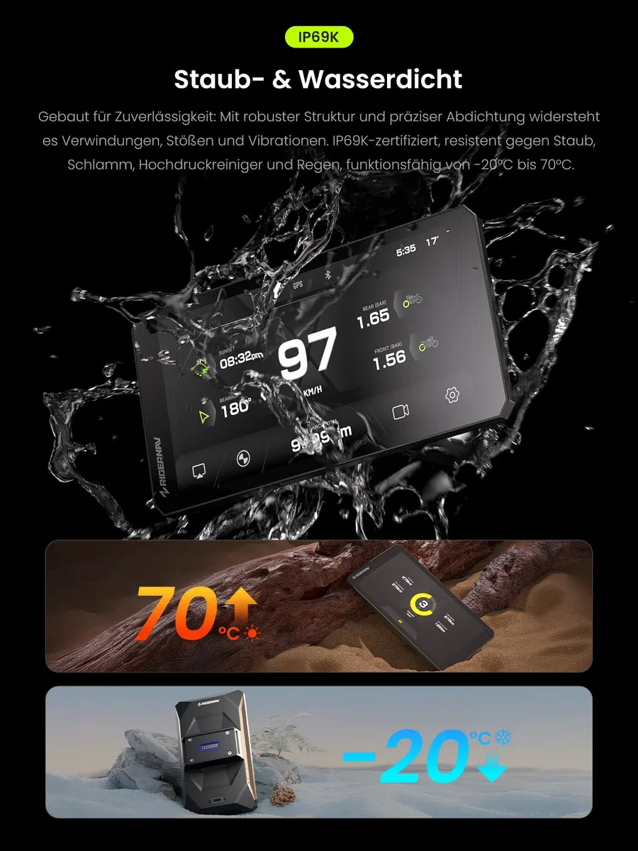 R7M 7" Wireless CarPlay & Android Auto für BMW Motorräder – Native Wonder Wheel- und Actionkamera-Steuerung | Echtzeit-Datenauslesung (TPMS/RPM) | OTA-Updates | 1200-Nit IP69K GPS | NAV Prep