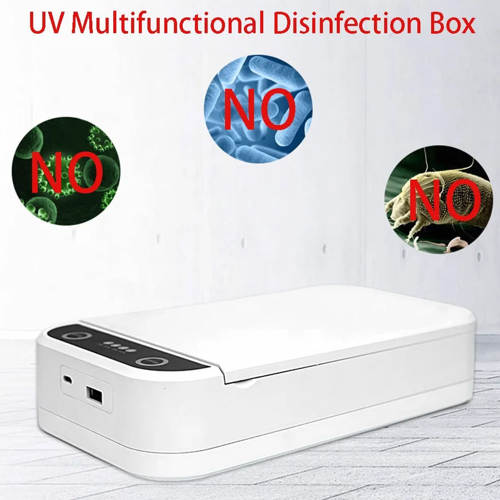 TopHomer UV Licht Desinfektionsmittel Box, Multifunktionale Handy Schlüssel Maske Reinigungsbox, Aromatherapie Funktion, USB Aufladen, Weiß