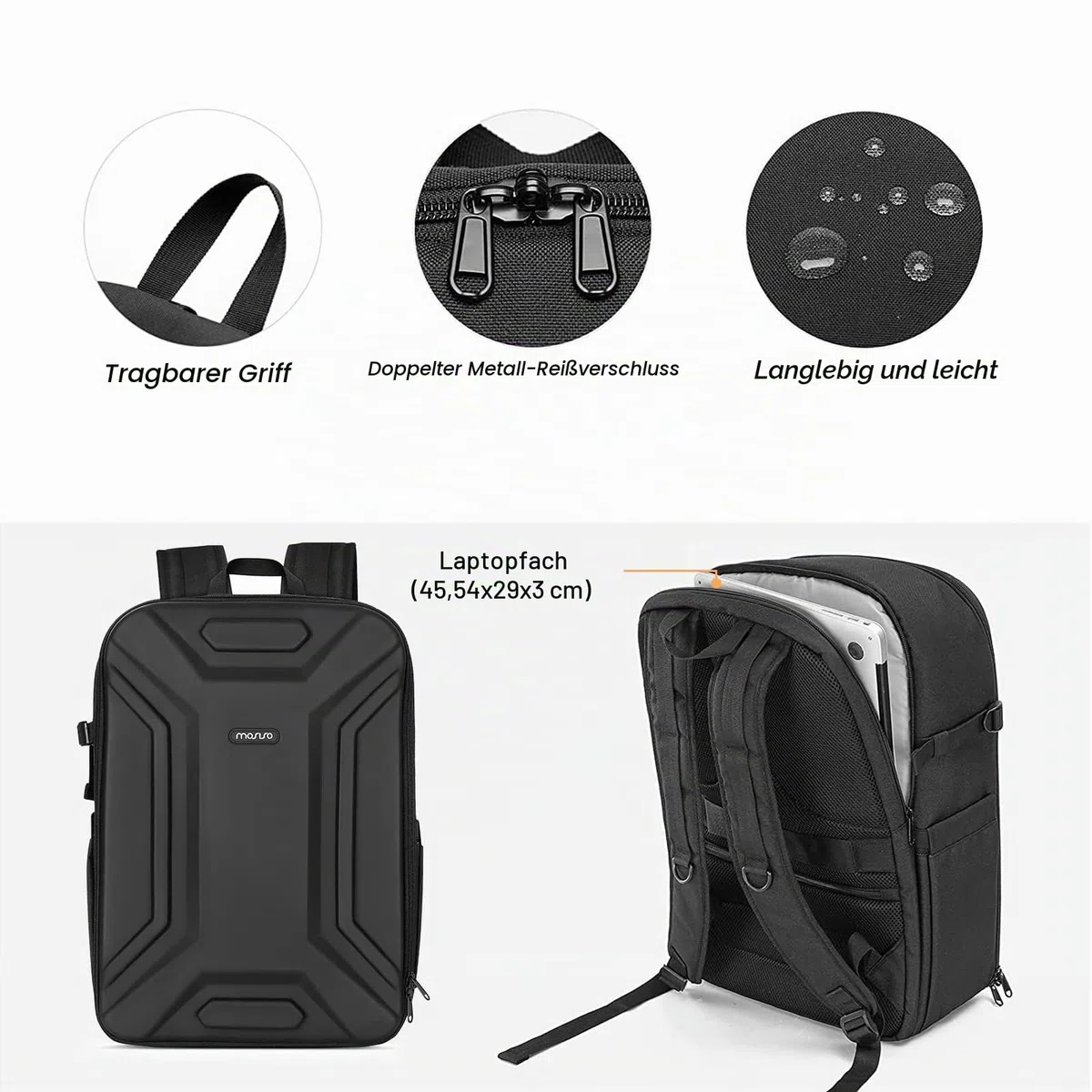 MOSISO Kamerarucksack Wasserdicht, Fotorucksack Groß mit 15,6 Zoll Laptophülle, Kamera Rucksack mit Stativhalter, Camera Backpack, kamerarucksäcke für Drohnen, Spiegelreflexkameras, Schwarz