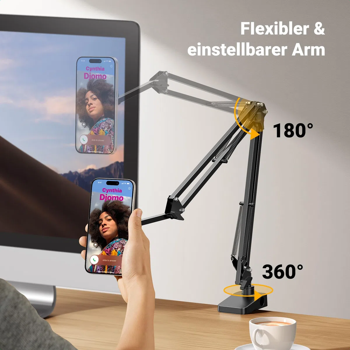 UGREEN Magsafe Handyhalterung Bett, Magnetisch Schwanenhals Handyhalter mit Metallringe, Verbesserter Stabiler Arm, Handy Ständer Kompatibel mit iPhone 17 16 15 14 13 12 Pro Max und Magsafe Hülle