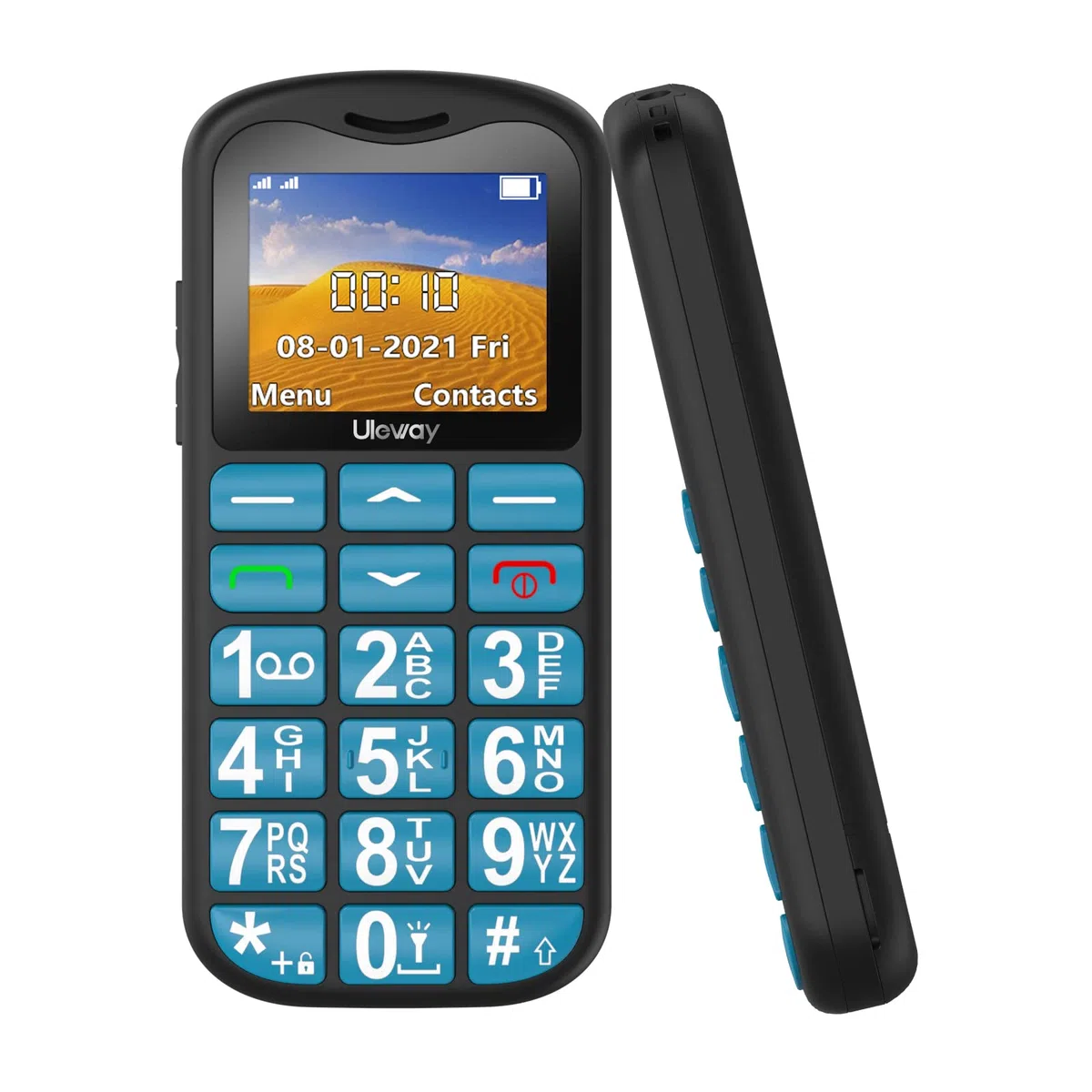 uleway Seniorenhandy mit großen Tasten und ohne Vertrag, Dual SIM Rentner GSM Senioren Handy mit SOS Notruftaste Großtastenhandy mit Ladestation-Blau