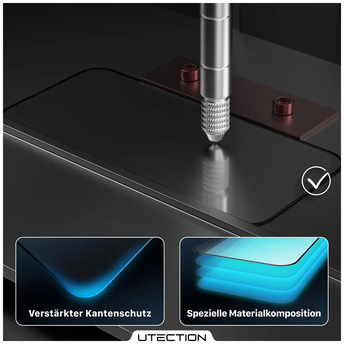 UTECTION 3X Panzerfolie [Besser als Glas] für iPhone 17 PRO - Unzerstörbarer Displayschutz - Perfekte passform - Schutzfolie mit ALLEN Hüllen kompatibel - Super Haptik & Kinderleichte Anbringung