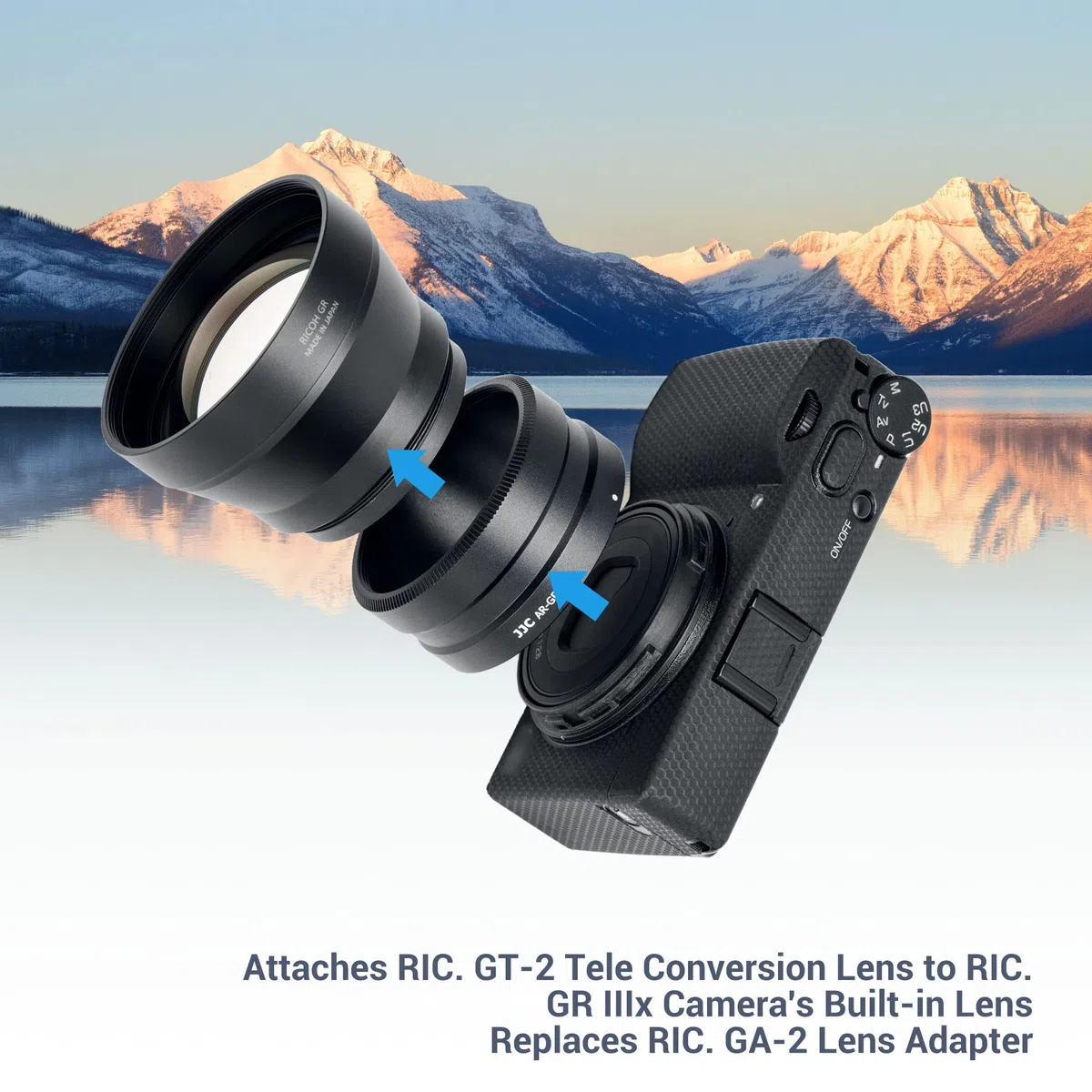 JJC Metall Objektiv Filter Adapter Ring für RICOH GR IIIx GR IIIx HDF GR3x Kamera mit GT-2 Tele Konvertierungsobjektiv, Ersatz für RICOH GA-2 Objektivadapter