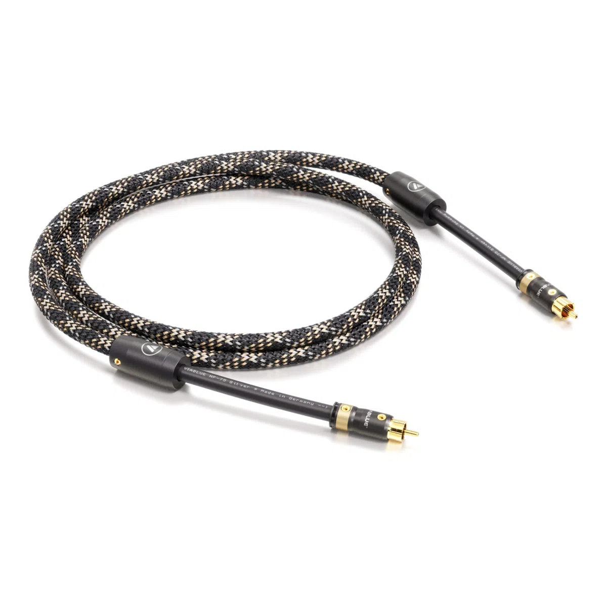 VIABLUE NF-75 Silver DIGITAL Cinchkabel * Koaxiales High-End Digitalkabel * 2-Fach Schirmung, versilbert * T8 Cinchstecker/RCA* Ferritfilter * 1 Stück * 150 cm * 1.5 m