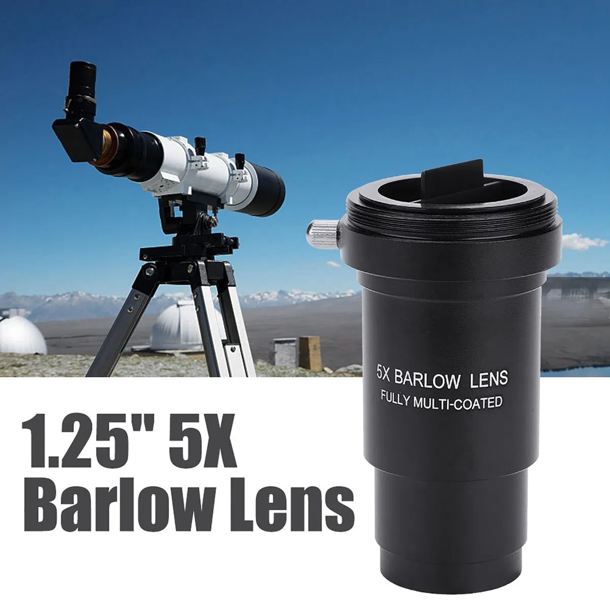 Barlow-Linse, Mehrfach Beschichtete 1,25 5X Barlow-Linse M42-Gewinde für 31,7-mm-Teleskop-Okulare