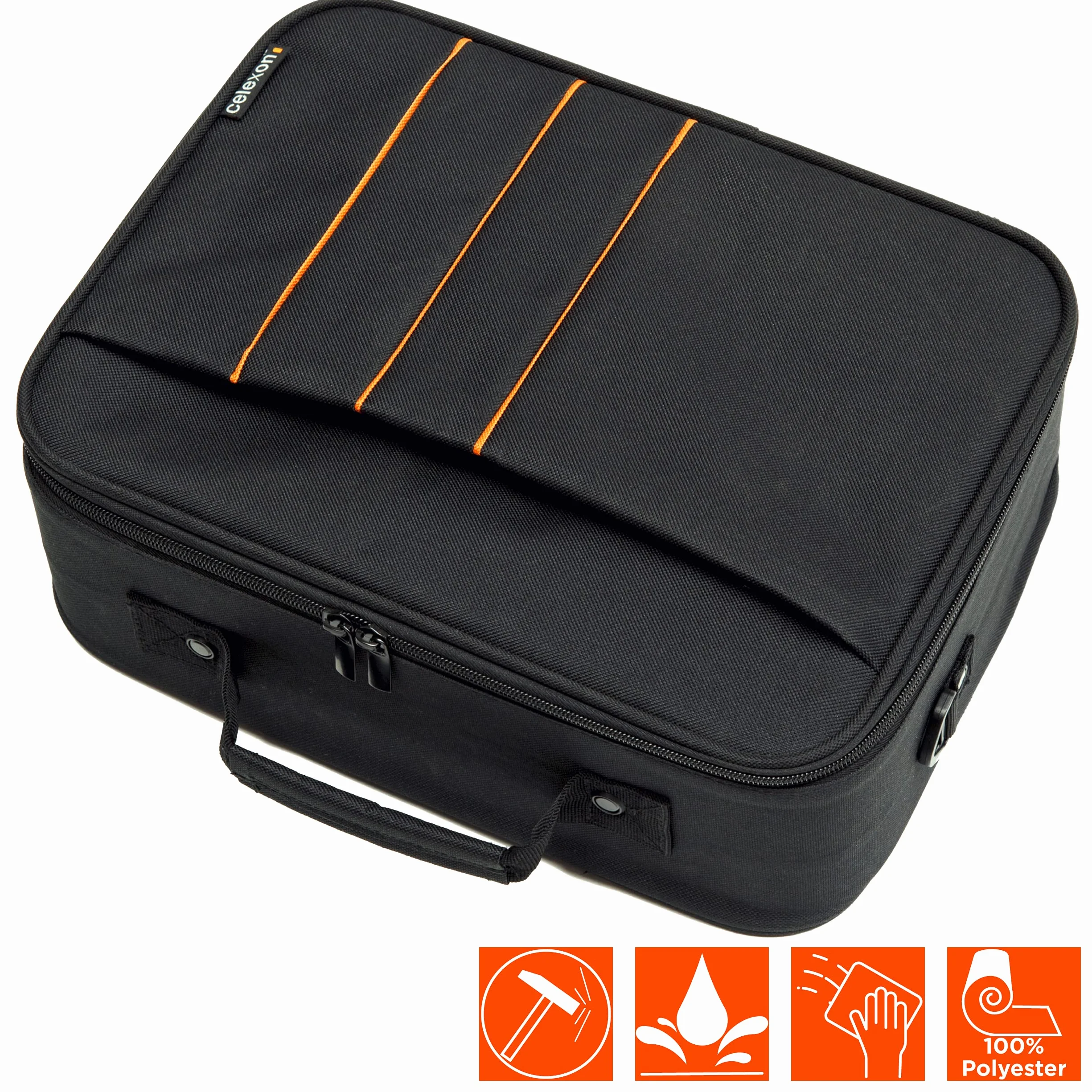 celexon Beamertasche Economy Large - 41x29x15 cm - Hartschalenrahmen - wasserabweisend & abwaschbar - 100% Polyester - schwarz