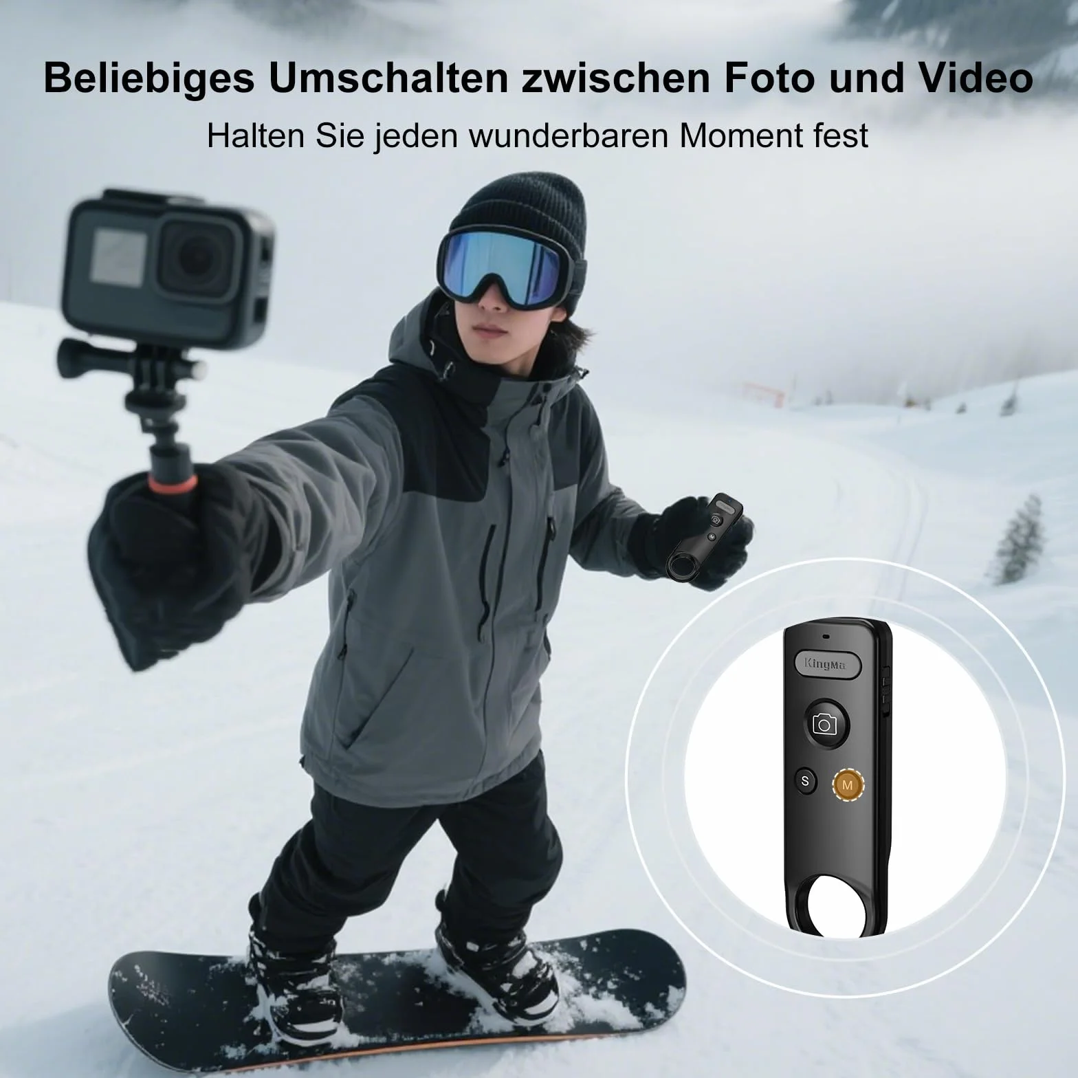 Drahtlose Fernbedienung für die Insta 360 ACE – Bluetooth-Fernbedienung, kompatibel mit GoPro 8/9/10/11/12/13, für Insta360 X2, X3, X4, X5, GO3/3S, ACE, PRO1/2 – Sportkamera-Fernbedienung für Vlogging
