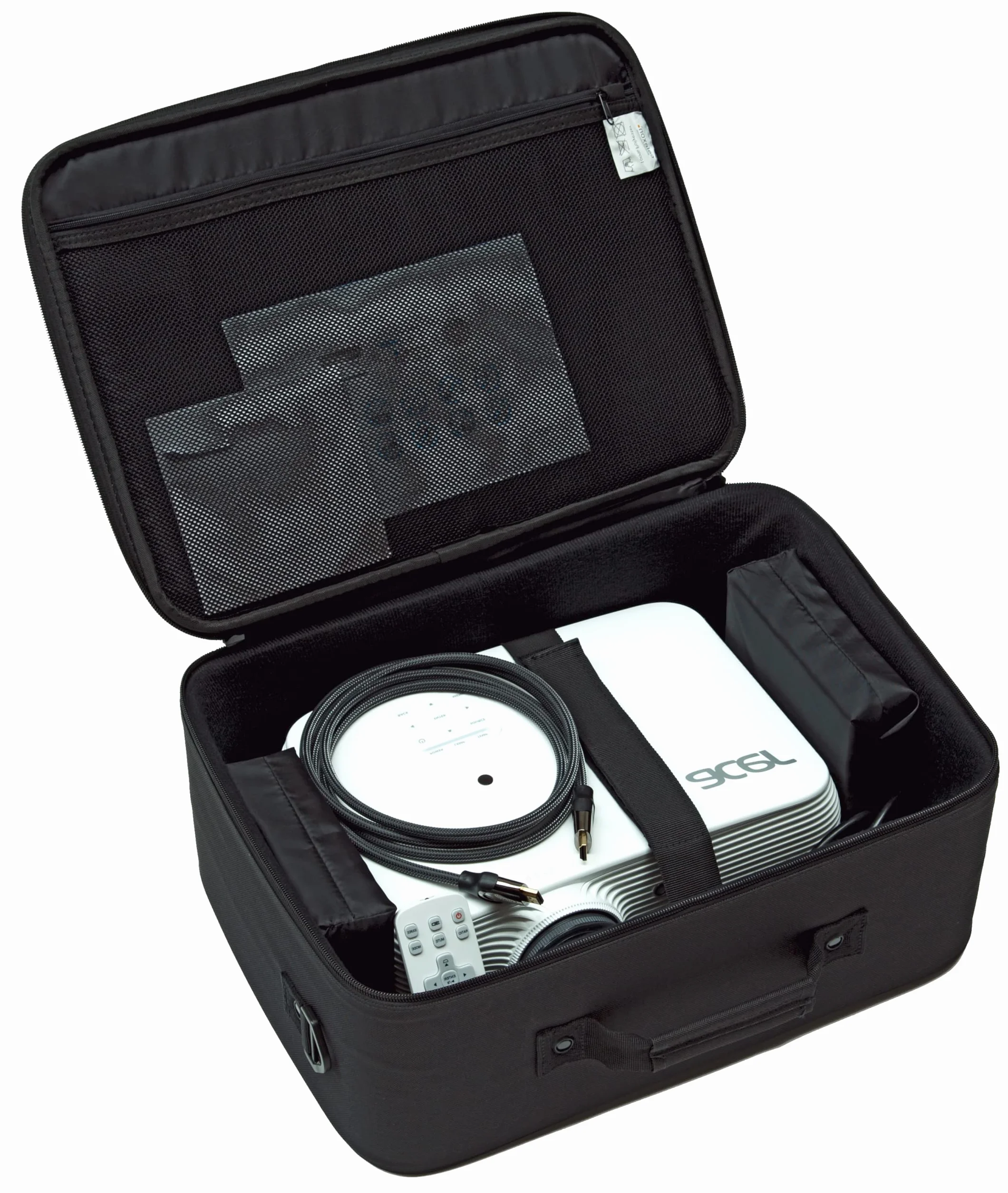 celexon Beamertasche Economy Large - 41x29x15 cm - Hartschalenrahmen - wasserabweisend & abwaschbar - 100% Polyester - schwarz