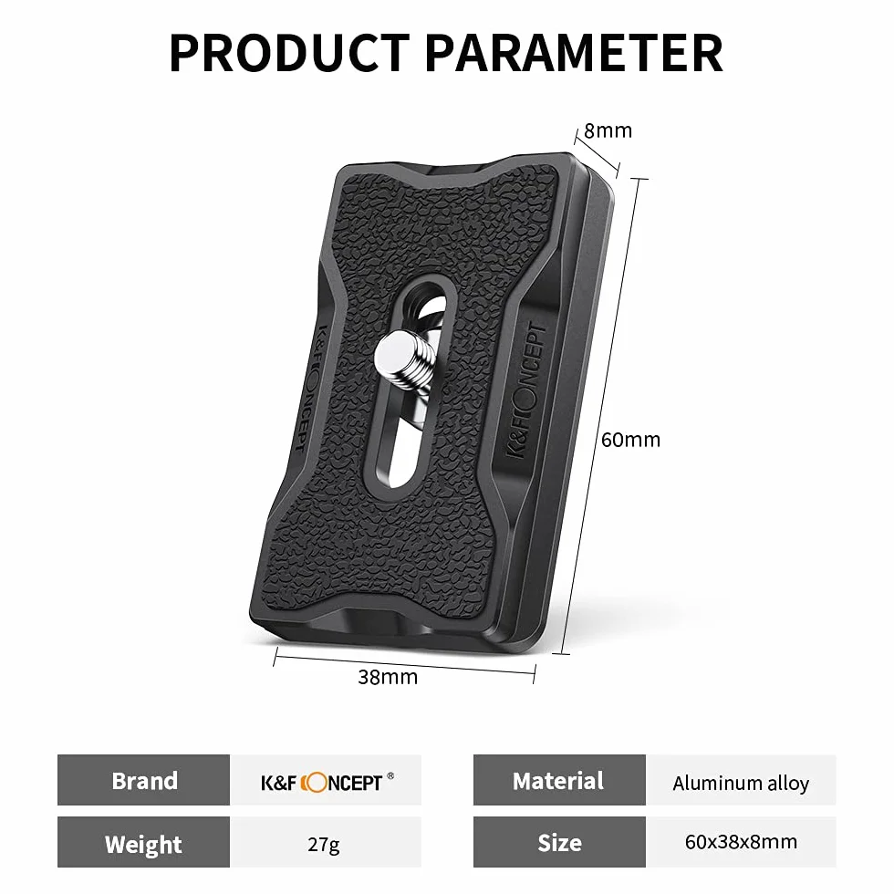K&F CONCEPT Kamera Schnellwechselplatte, 2 Pack Aluminium Schnellverschlussplatte mit 1/4'' Gewinde, Arca-Swiss Schnellwechselsystem für meisten Stativ, Stativkopf, DSR/DSRL Kamera