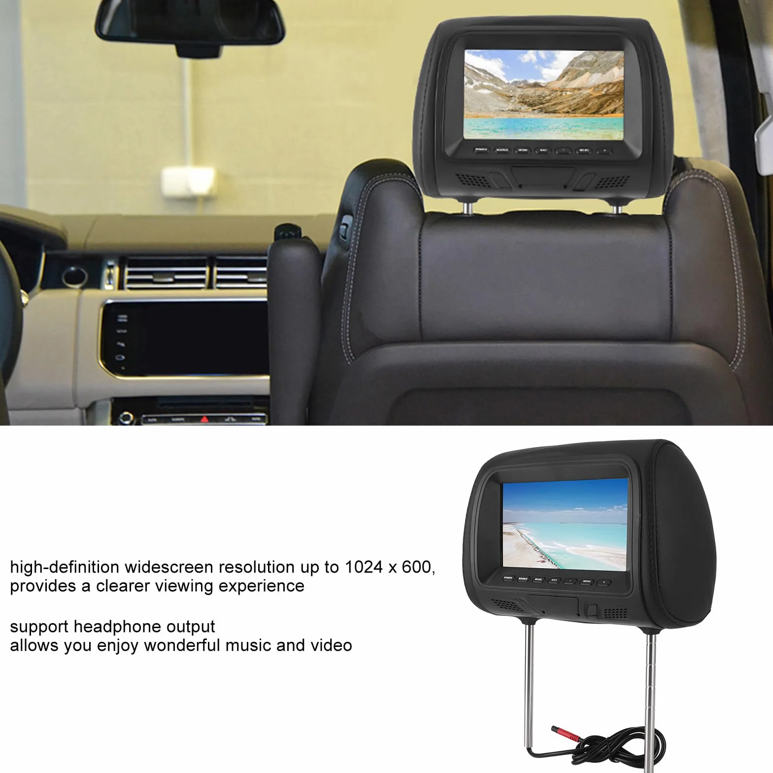 Fahrzeugsitz-Rückseite MP5-Multimedia-Spieler Monitor 7 Zoll LCD-Anzeige passt für USB-Verstärker
