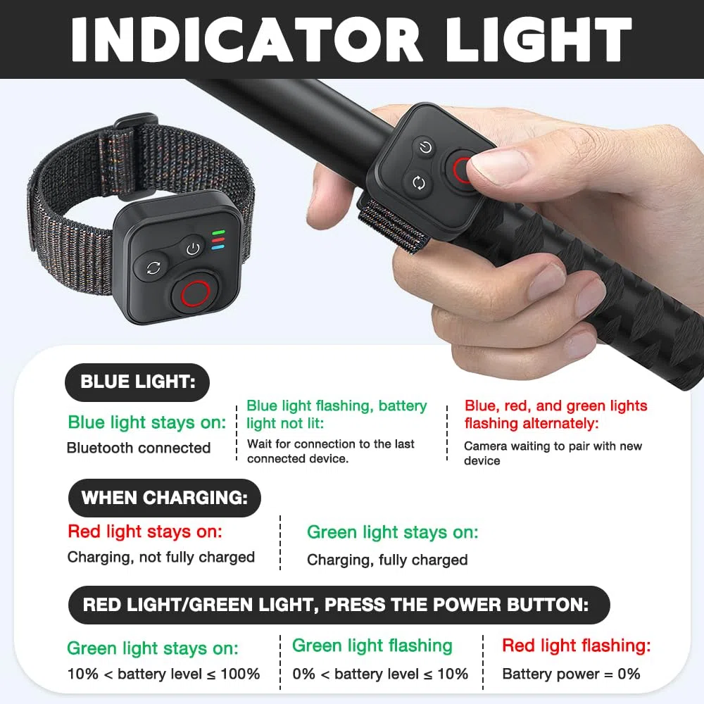NAVESO Bluetooth Fernbedienung für Insta360 X5/X4/X3/Ace Pro 2/Ace Pro/GO3S/GO3/GoPro Hero 13/12/11/IOS/Android, Kabellose Smart Fernbedienung mit Handschlaufe zur USB-Ladekabel 50M Reichweite