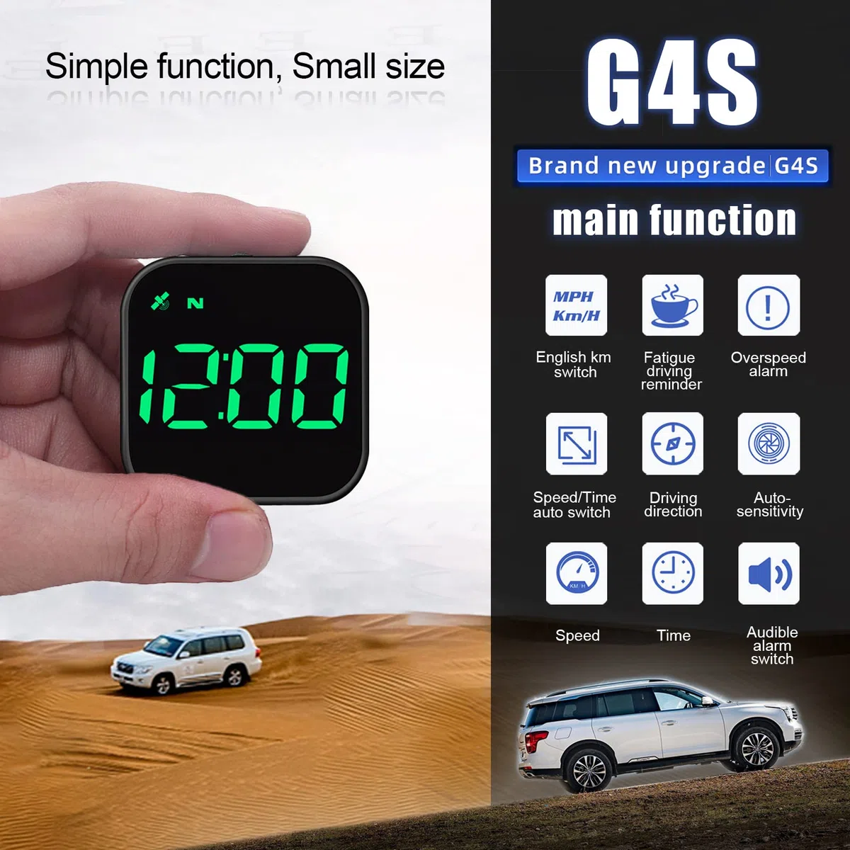 Head Up Display Auto HUD Display KMH MPH GPS Smart Tachometer, iKiKin 2.0'' LCD Bildschirm Head Up Display mit Übergeschwindigkeitsalarm Ermüdungswarnung, Navigationskompass für alle Fahrzeuge（Grün）