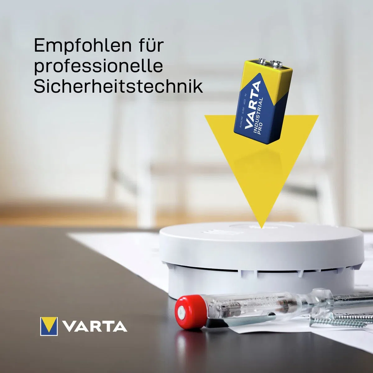 VARTA Batterien 9V Blockbatterie, 20 Stück, Industrial Pro, Alkaline Batterie, Vorratspack, für Rauchmelder, Brand- & Feuermelder