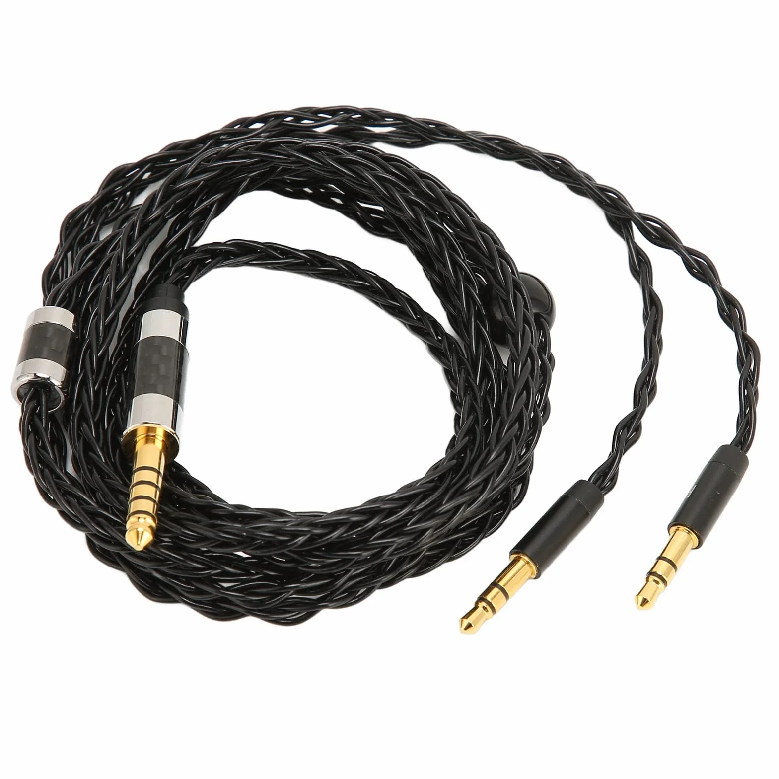ASHATA Kopfhörer Audiokabel, 8 adrig, Symmetrisch, 4,4 Mm auf Zwei 3,5 mm Aux Audiokabel, Versilbert, für MDR Z7 Z1R, für Teloon D7100 D7200 D600 D9200, für T1 T5, 1,2 M