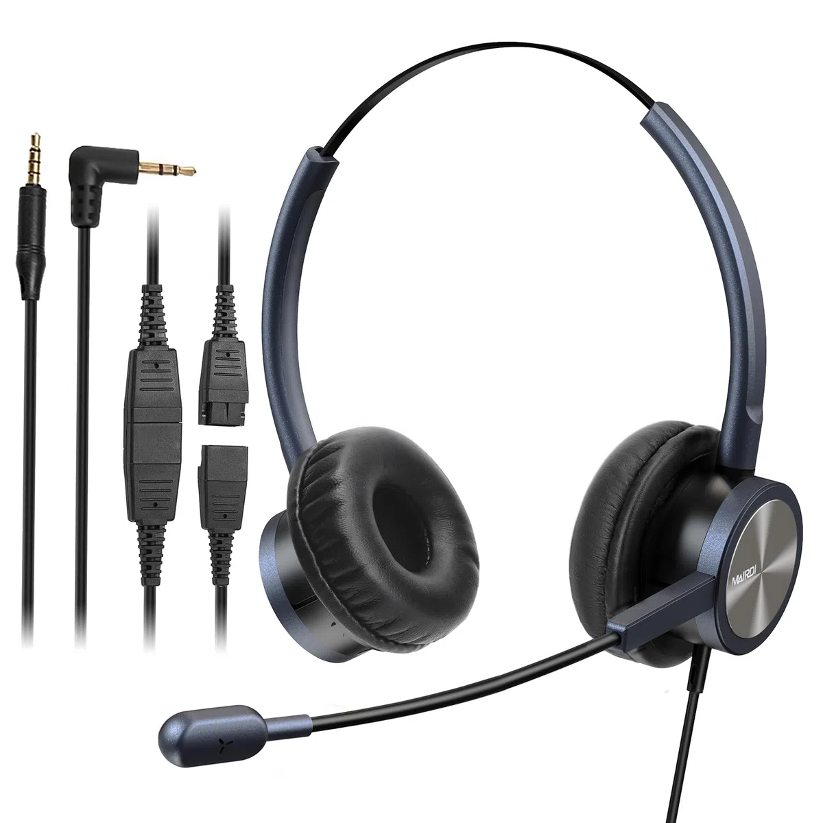 Mairdi Telefon Headset mit 2 5mm Klinke, Dual CallCenter Festnetztelefone Kopfhörer mit Mikrofon Noise Cancelling für Panasonic Cisco SPA Siemens Gigaset Grandstream Polycom DECT Schnurlostelefon