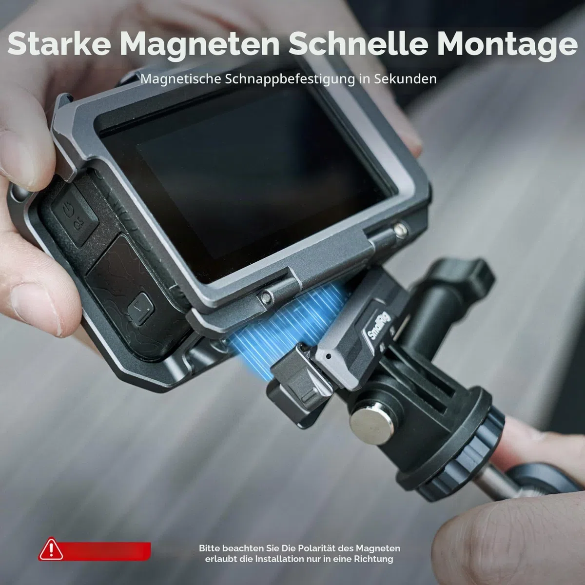 SMALLRIG Magnetic Adapter Mount Magnetische Adapterhalterung für DJI Osmo Action 5 Pro/Action 4 / Action 3 mit einem faltbaren Anschluss und einem 1/4'' Gewindeloch - 3662B