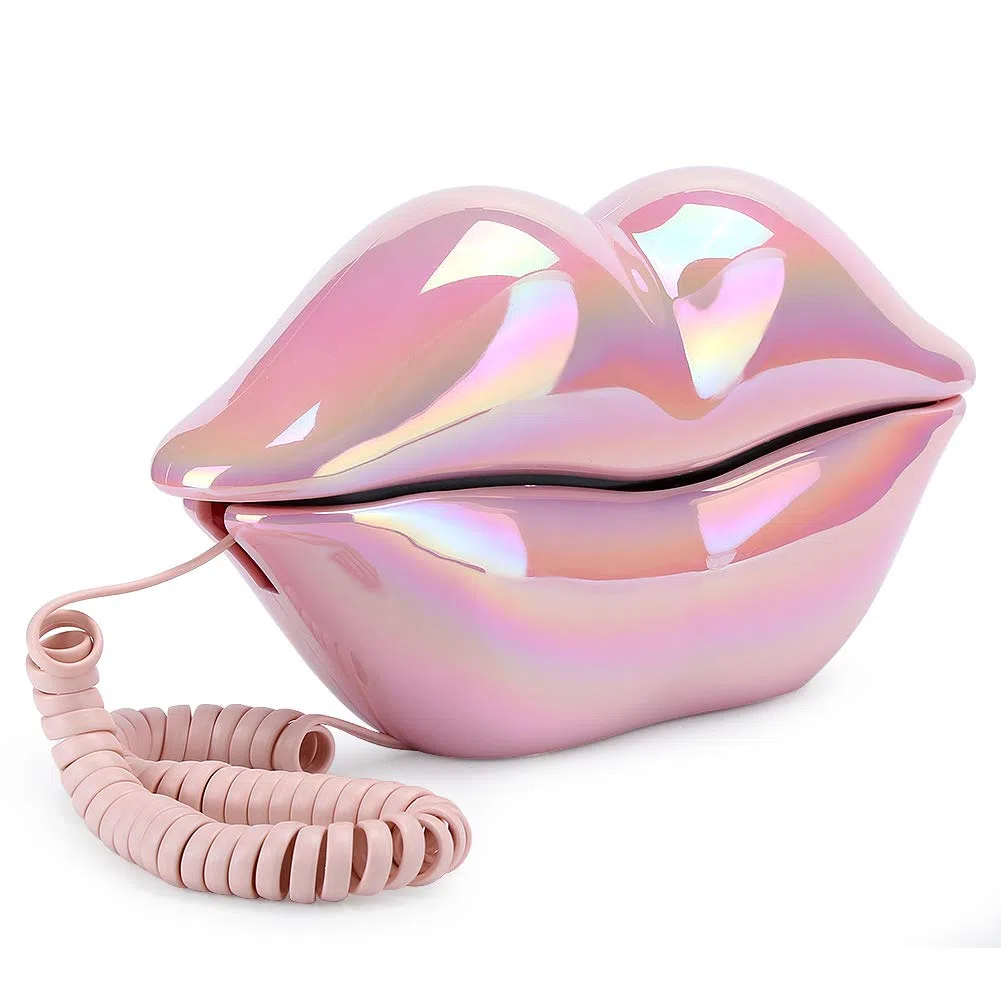 Lippentelefon, Rosa Schnurgebundene Festnetztelefone für Zuhause, Neuheits-Lippentelefon-Geschenk, Kabelgebundenes Lippentelefon für Dekoration/Zuhause/Büro/Kunstdekor