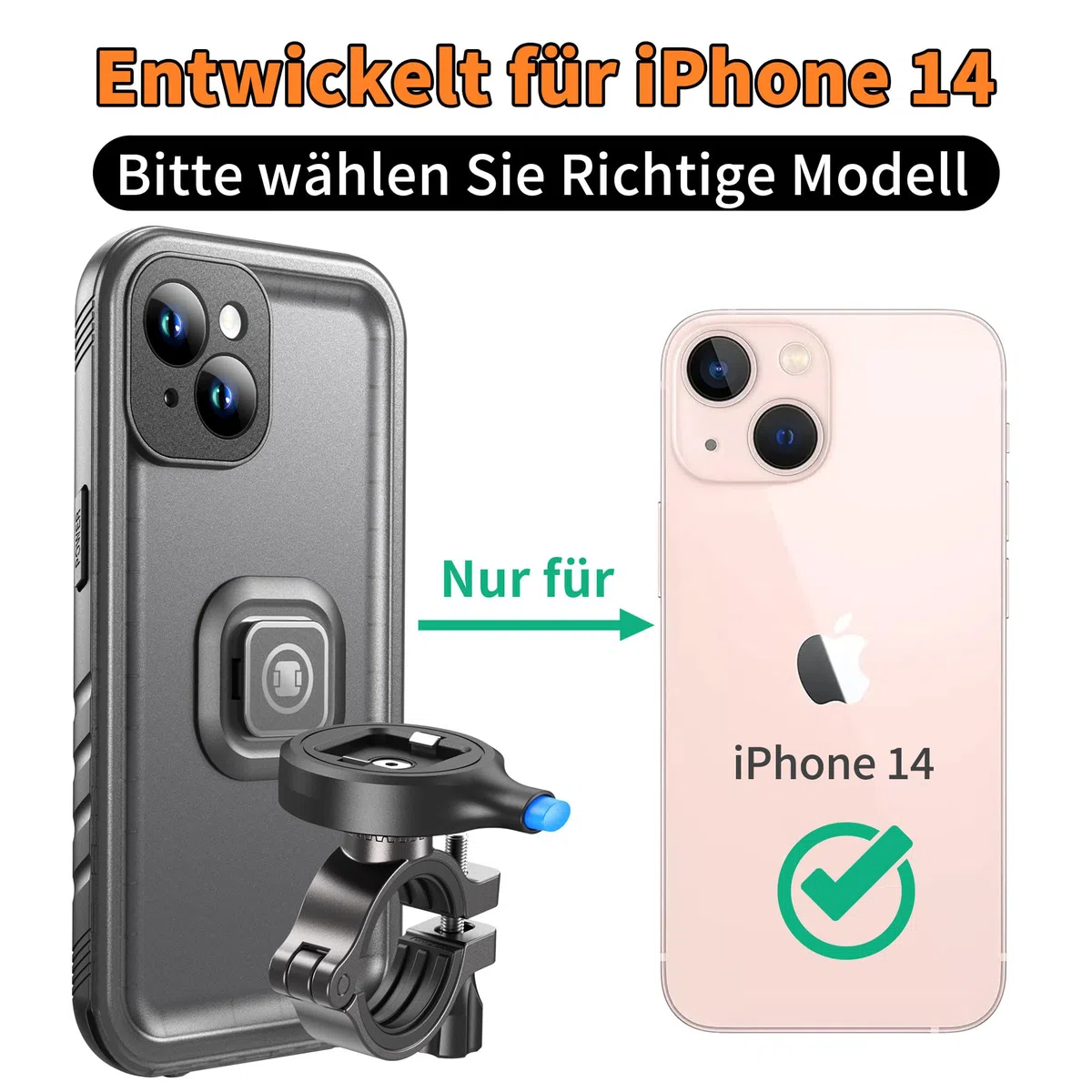 Cozycase Handyhalterung Fahrrad für iPhone 14 Wasserdicht - 【EIN Knopf Entriegeln+Automatisches Schloss】 Bike Phone Holder/Mount Handy Halterung Motorrad Lenker Rennrad Scooter eBike MTB Waterproof