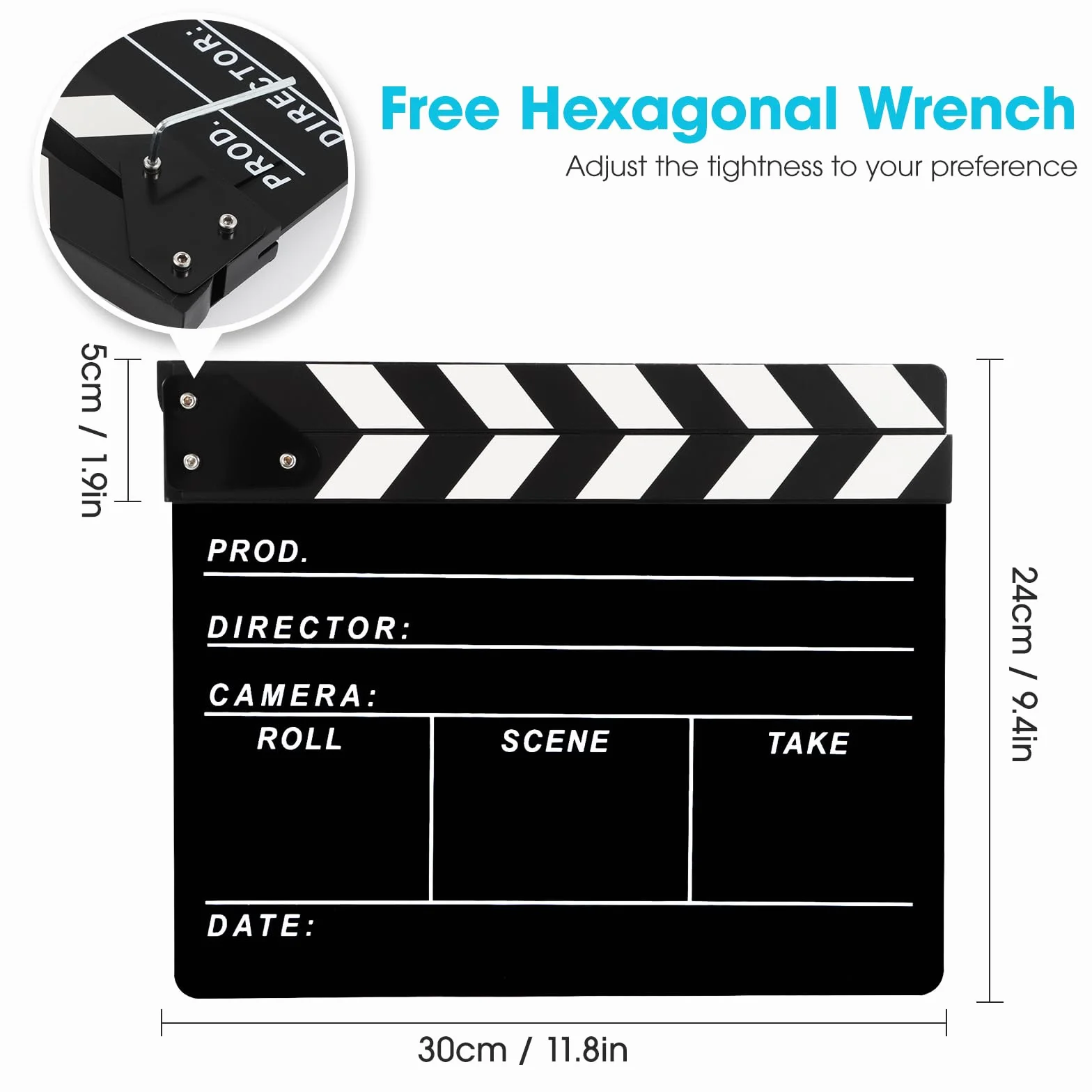 Regisseure Clapper Board für Film, Hollywood Slate Move Photography Video TV Cut Action Szene Acryl Clapper Board mit einem magnetischen Tafelradierer, zwei benutzerdefinierten Stiften,