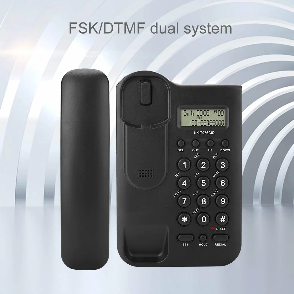Schnurgebundenes Telefon, Desktop Telefon Festnetztelefon mit Elastischem Kabel Wandtelefon Kabelgebunden Telefon mit Schnur undAnrufe Display, für Zuhause Büro Hotel(Schwarz)