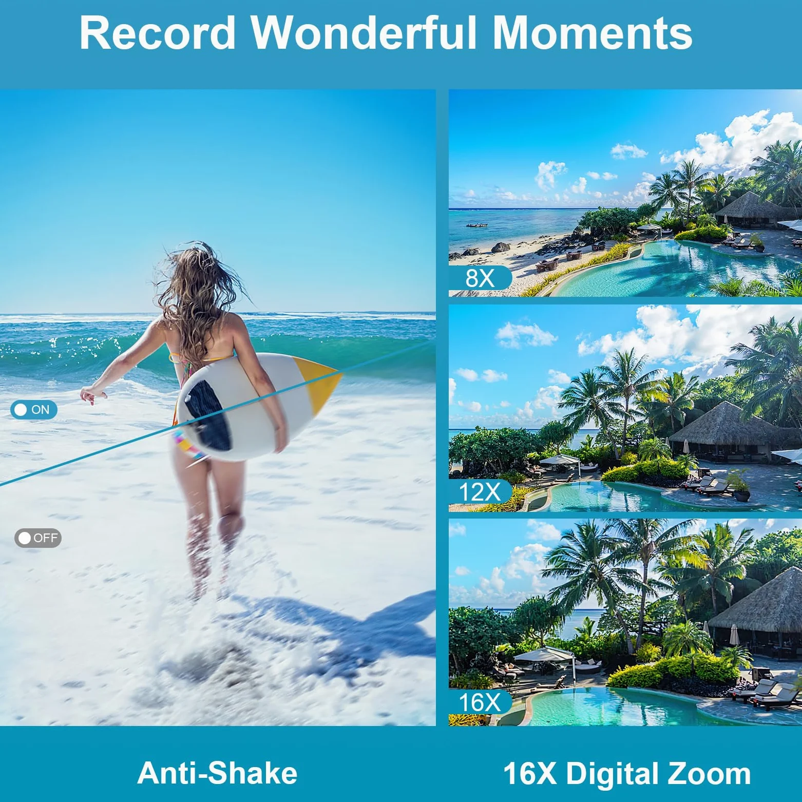 Digitalkamera, Yixinxin 4K Unterwasserkamera, 64MP Autofokus 16FT Digitalkamera wasserdichte mit 32GB Karte, Dual-Screen Selfie 1250mAh Batterie, 16X schwimmfähig Digital für Schnorcheln