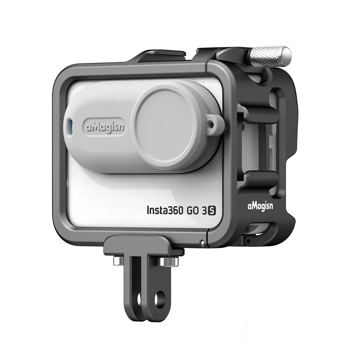 Aluminiumrahmen mit Objektiv, Silikonhülle für Insta360 GO 3S/GO 3, Metall-Schutzhülle, langlebiges Gehäuse mit Kaltschuh-Halterung