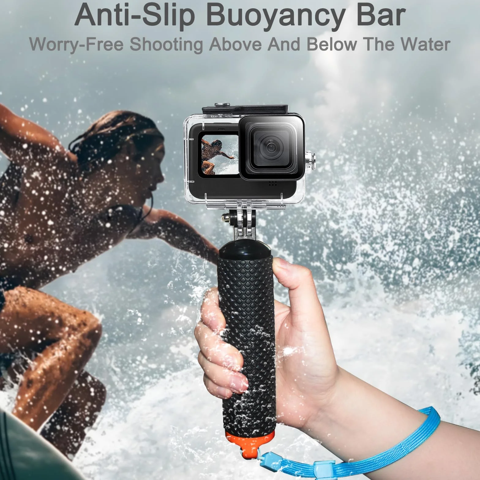 OKFUN Wasserdichtes Gehäuse mit 3 Filtern für Go Pro Hero 13/Hero 12/Hero 11/Hero 10/Hero 9 Schwarz, 60 m/196 Fuß Unterwasser-Tauchgehäuse, Einbeinstativ, schwimmender Griff