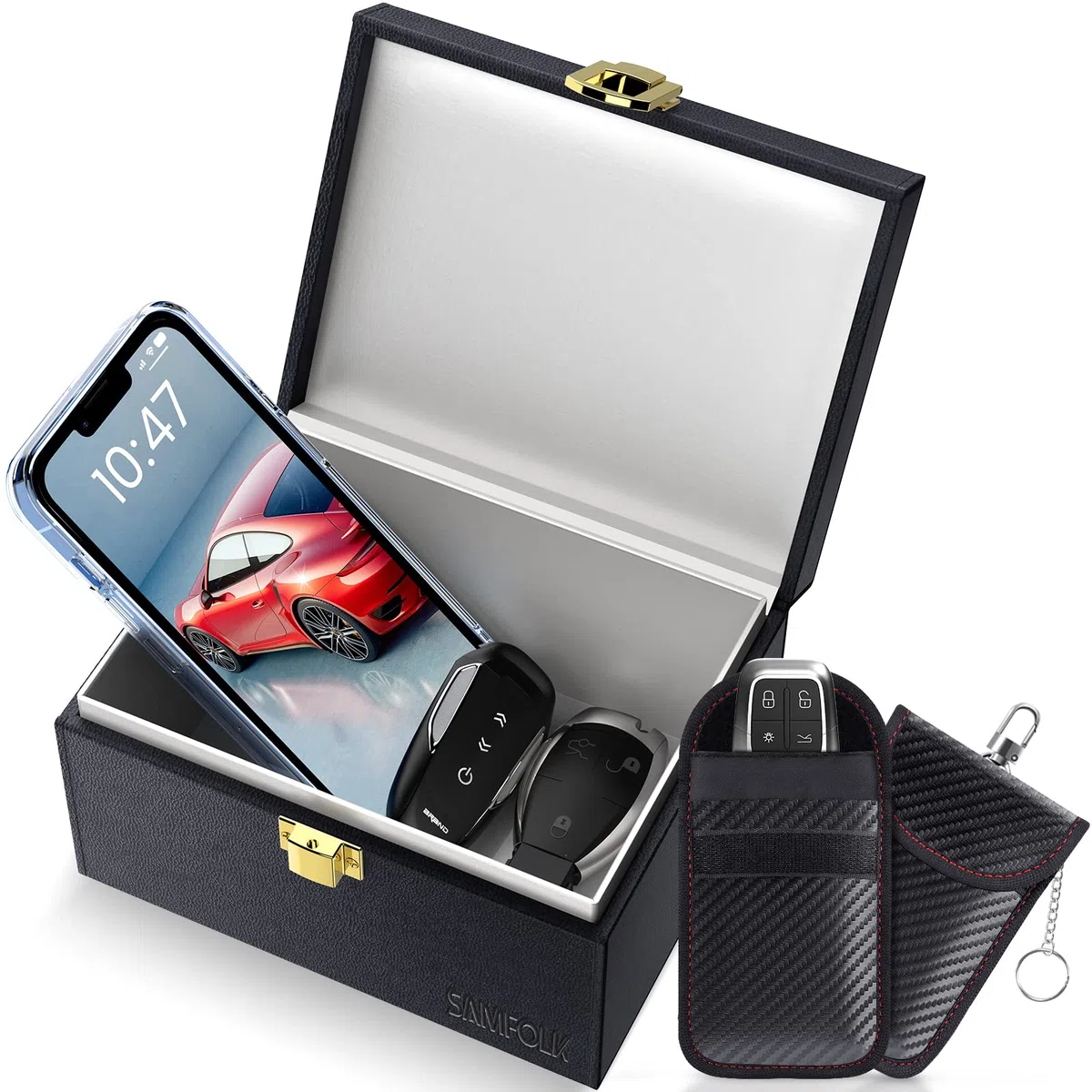 Samfolk Keyless Schutz für Autoschlüssel Box und Faraday Bags 2 Stück, Rfid Anti-Diebstahl