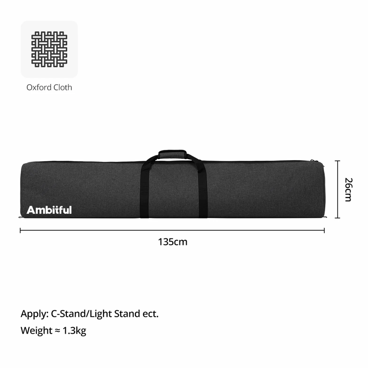 AMBITIONER PB20 C-Stand-Carrying Case 132 x 19 x 13 cm / 51.9'' x 7.4'' x 5.11'' tote Bag für C-Stand Boom Arm-Photographie Lichtstand