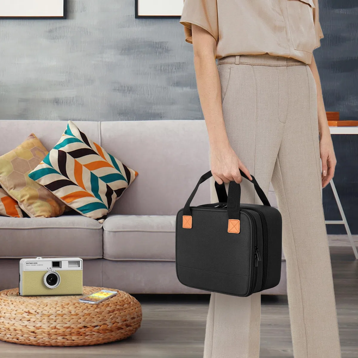 Luxja Fotodrucker-Tasche, Aufbewahrung für Sofortbilddrucker und Zubehör, kompatibel mit Kodak Dock Plus, Schwarz