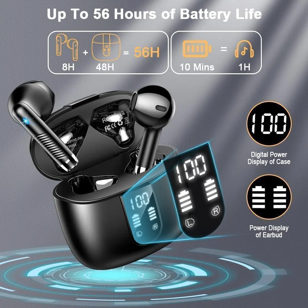 Kopfhörer Kabellos Bluetooth 5.4, 2026 Neu In-Ear Bluetooth Kopfhörer mit App EQ Steuerung, 6D Tiefer Bass/56H Kabellose Kopfhörer/6 ENC Noise Cancelling Ear Buds, IP7 Wasserdicht Ohrhörer Android iOS