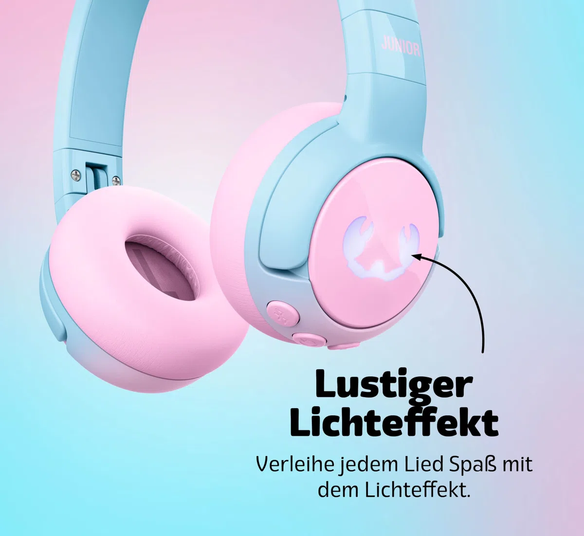 Fresh 'n Rebel Code Junior, kabellose Bluetooth-Kopfhörer für Kinder, sicherer Klang (<85dB), inklusive Audiokabel und Aufkleber, Buddy Beats, LED-Lichteffekte. 48 Std. Spielzeit (Cool Candy)