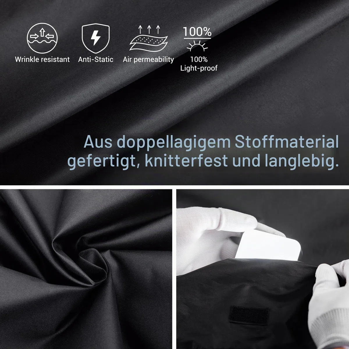 JJC Dunkelkammer Filmwechsel Zelt, Portable Double Layer Lightproof Anti-Static Fabric und Handschuhe, Schwarz Weiß 35mm 120 Format Film Fotografie Dunkelkammer Verarbeitung Zubehör
