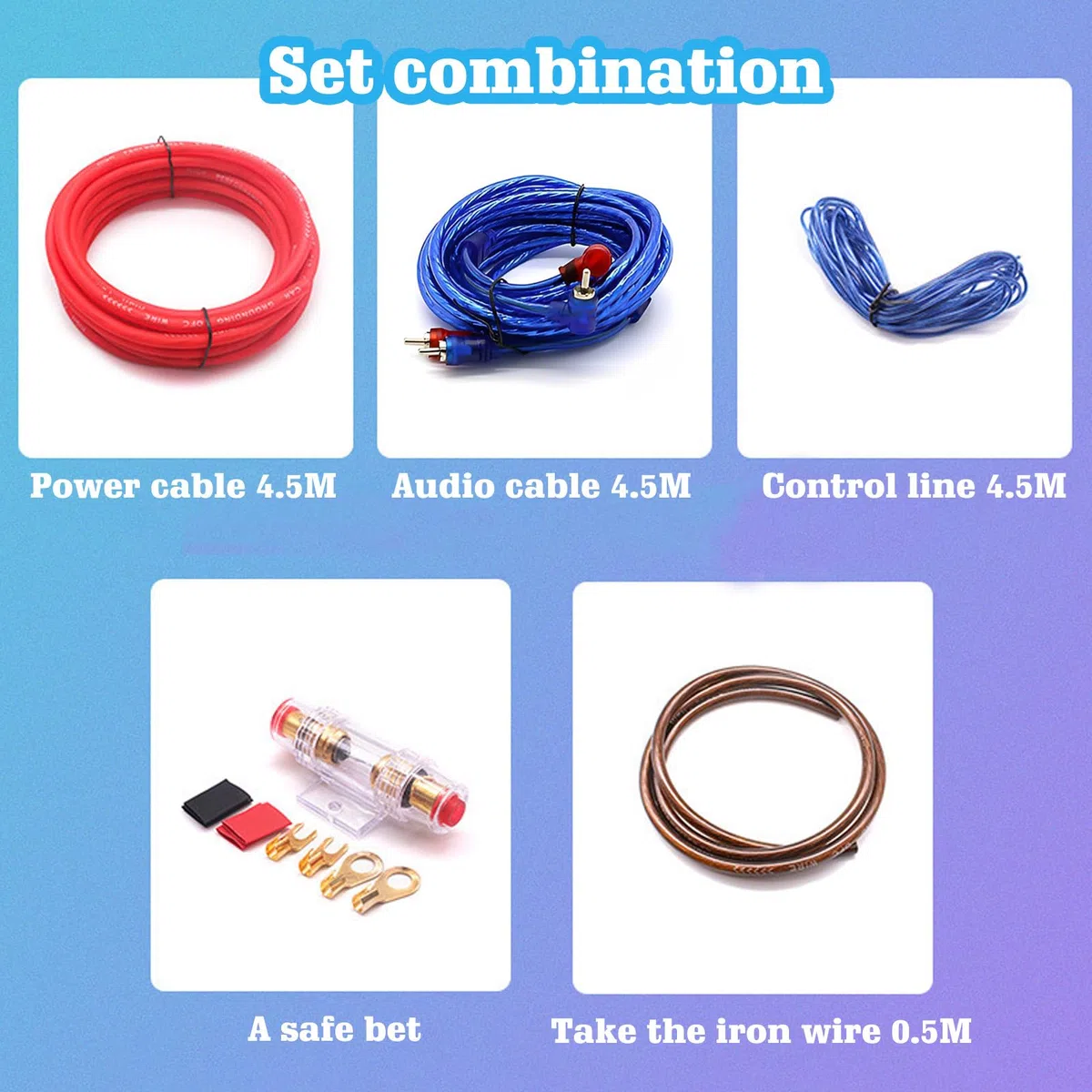 Kfz Verstärker Kabelsatz Subwoofer Kabel: HOMURY 10GA Endstufe Auto Anschluss Set, Endstufen-Anschluss-Set 25mm², Audio Subwoofer Sicherungshalter Gabelkabelschuhen Kabelbinder mit Sicherung