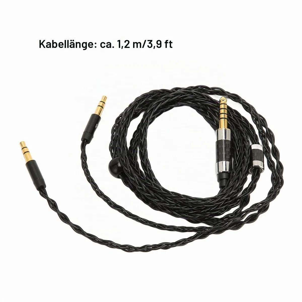 ASHATA Kopfhörer Audiokabel, 8 adrig, Symmetrisch, 4,4 Mm auf Zwei 3,5 mm Aux Audiokabel, Versilbert, für MDR Z7 Z1R, für Teloon D7100 D7200 D600 D9200, für T1 T5, 1,2 M