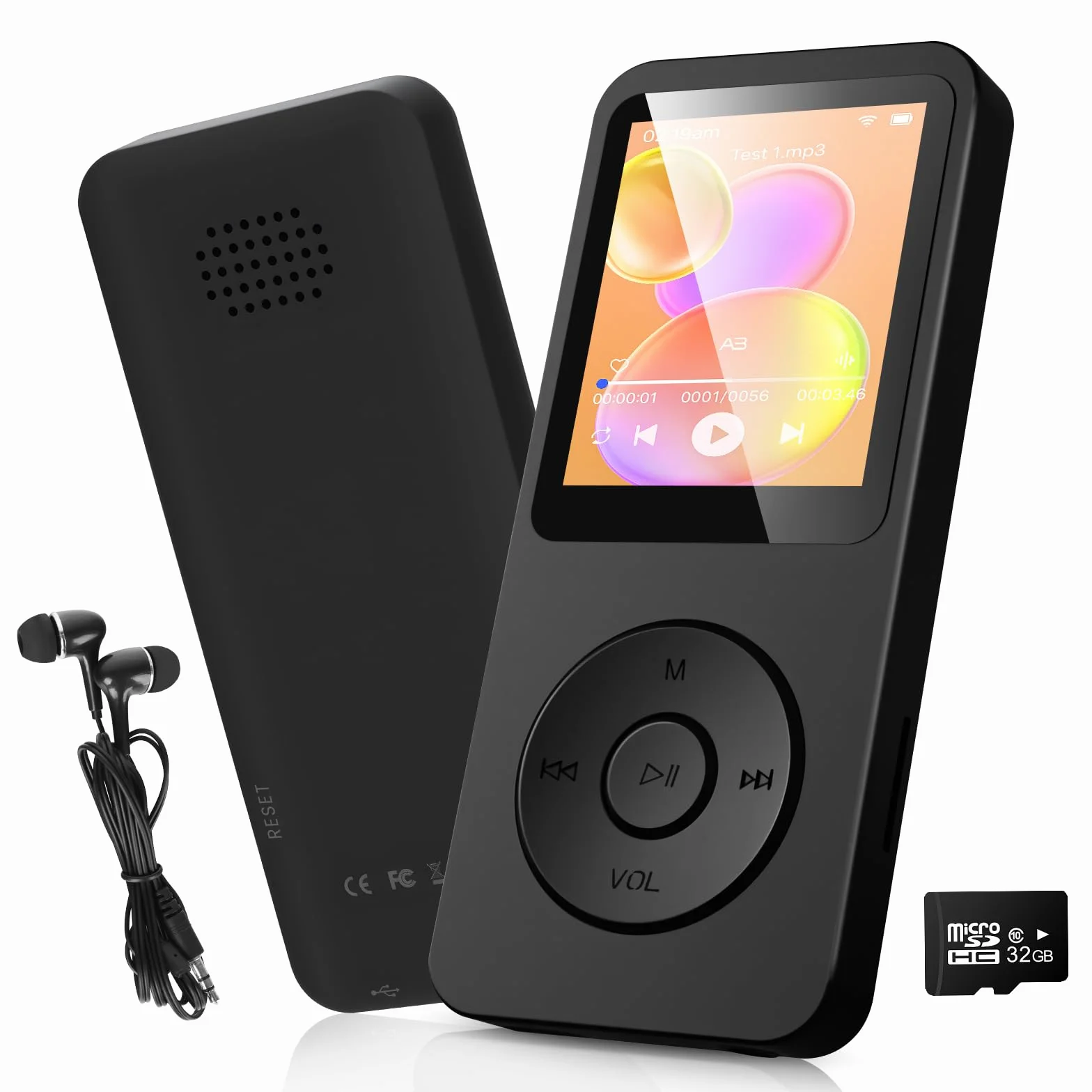 32GB MP3 Player - Bluetooth 5.3 mit 1.8" TFT Farbbildschirm mit Kopfhörer HiFi Musik Kinder MP3-Player mit Lautsprecher FM-Radio E-Book Aufnahme Unterstützung bis zu 128 GB