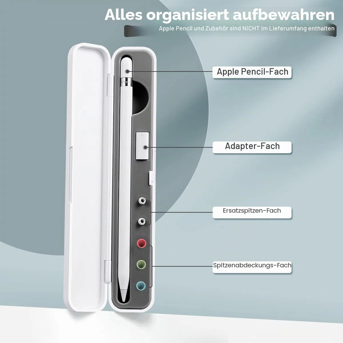 CASEBOT Stifthalter Hülle Kompatibel mit Apple Pencil Pro/USB-C, Apple Pencil 2./1. Generation, Tragbar Stylus Aufbewahrungsbox für Apple Pencil & Zubehör, Grau