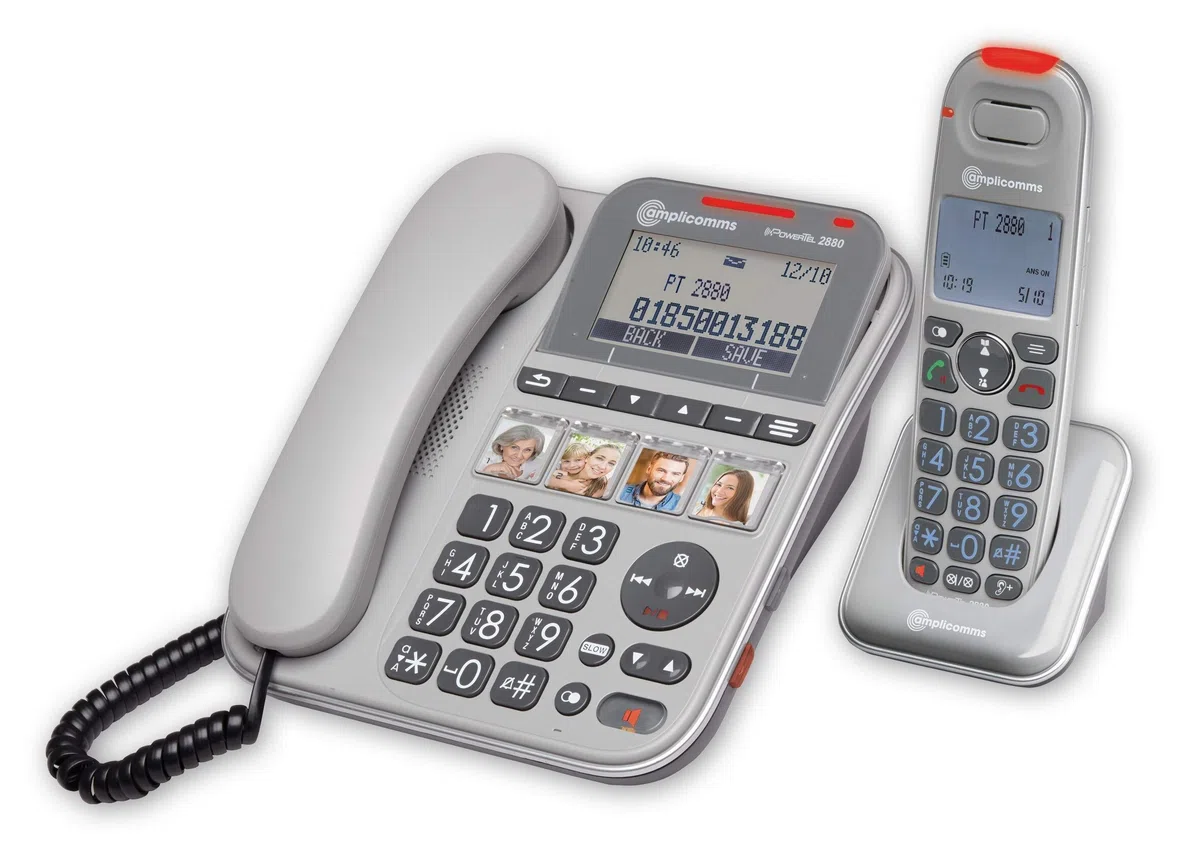 Amplicomms PowerTel 2880 Großtasten-Telefon für ältere Menschen, lautes Telefon für Schwerhörige, hörgerätekompatibles Telefon, Telefon mit großen Nummern